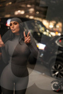 Kim Kardashian arrives at the four twenty five restaurant after the party