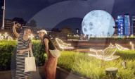 Super Moon Art Light Show on the Bund in Shanghai