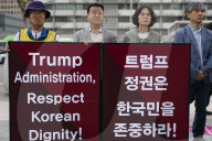 Protests U.S. Treatment Of Korean Workers And $350 Billion Demands In Seoul