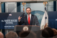 Vice President JD Vance Joins The White House Press Briefing To Speak On The Budget Shutdown On October 1, 2025.