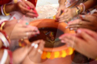 Bengali women play with Vermilion on last day of Durga Puja