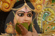 Bengali women play with Vermilion on last day of Durga Puja