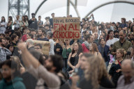 Protest In Barcelona Against Israel's Arrest Of Members Of The Global Sumud Flotilla On Its Humanitarian Mission To Gaza.