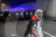 Protest In Barcelona Against Israel's Arrest Of Members Of The Global Sumud Flotilla On Its Humanitarian Mission To Gaza.
