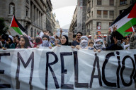 Demonstration In Barcelona Supporting Global Sumud Flotilla And Palestine