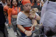 Activists Against The Sale Of Sentient Beings With Black Or White Fur/plumage Demonstrate Outside The Sonora Market On The Eve Of Halloween In Mexico