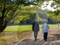 Senior Citizens In Autumn Park