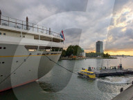 Water Taxi At Sunset In Rotterdam