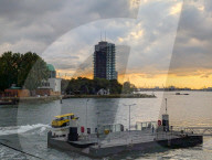 Water Taxi At Sunset In Rotterdam