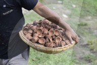 Indian Potters Make Earthen Clay Lamps Ahead Of Diwali Festival