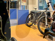 Passenger With Bicycle And Smartphone On Train