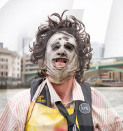 Leatherface from the Texas Chainsaw Massacre film in London