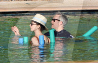 PREMIUM EXCLUSIVE: *PREMIUM-EXCLUSIVE* *MUST CALL FOR FEES*?It's Family Time for the American actress Anne Hathaway relaxing after filming 'The Devil Wears Prada 2' out in Portofino.
