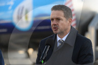 Polish Interior Minister Holds Press Briefing With Warsaw's Mayor Rafal Trzaskowski.