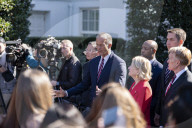 US Senate Majority Leader John Thune (R-SD) Speaks To The Media Outside The West Wing Of The White House