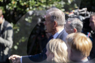 US Senate Majority Leader John Thune (R-SD) Speaks To The Media Outside The West Wing Of The White House