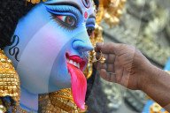 Goddess Kali worshiped at Diwali
