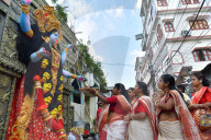 Goddess Kali worshiped at Diwali