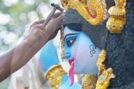 Goddess Kali worshiped at Diwali