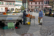 Senior Farmer Woman Selling Vegetables At Market