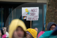 Protest Against Chancellor Merz " StadtBild" In Bonn