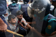 Protesters Clash With Police Barrier In Dhaka Amid Job Quota Demand Demonstration