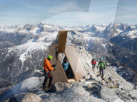 Self-sufficient mountain shelter designed using 3D rock scans