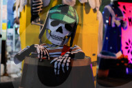 Cardboard Skulls Decorate Tlahuac Streets