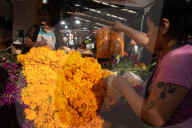 Sale Of Cempasuchil Flowers And Cardboard For The Day Of The Dead