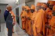 King Charles and Queen Camilla at Neasden Temple in London