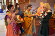 King Charles and Queen Camilla at Neasden Temple in London