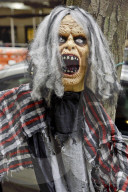 Halloween street displays in New York City