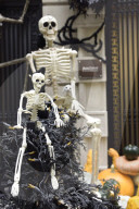 Halloween street displays in New York City