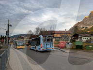 Bus Station With Tyrolean Buses At Ehrwald Train Station