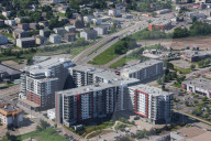 Elevated View Of Apartment Buildings And Houses In Quebec