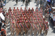 Thousands Of Yemenis Gather In Taiz To Mark The Anniversary Of The Yemeni Revolution.