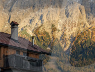 Evening Light On The Zugspitze Massif Peaks Above Village In Tyrol