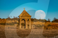 Harvest Full Moon Over Rocca Calascio, Italy