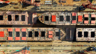 Giant Ship Construction in Qingdao