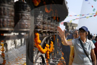 Floral Devotion At Swayambhunath On The Kartik Full Moon Night