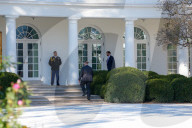 President Trump Departs White House After Meeting With GOP Senators On November 5, 2025.