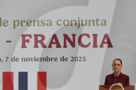 President Of France Emmanuel Macron News Conference In Mexico