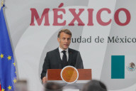 President Of France Emmanuel Macron News Conference In Mexico