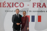 President Of France Emmanuel Macron News Conference In Mexico