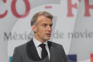 President Of France Emmanuel Macron News Conference In Mexico