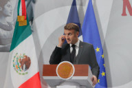 President Of France Emmanuel Macron News Conference In Mexico