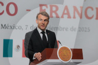 President Of France Emmanuel Macron News Conference In Mexico