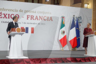 President Of France Emmanuel Macron News Conference In Mexico