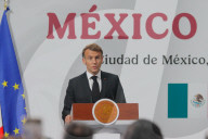 President Of France Emmanuel Macron News Conference In Mexico