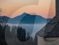 Sunset View From Austrian Thierberg Castle In Kufstein 